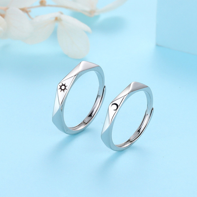 Zestaw pierścionków Sun Moon Lover dla par - modny i klasyczny, obietnica zaręczyn, biżuteria dla mężczyzn i damskie - idealne prezenty walentynkowe - Wianko - 9