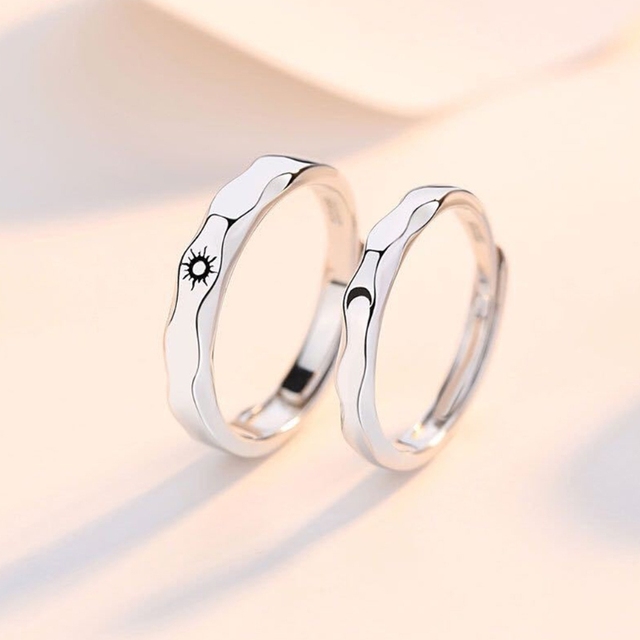 Zestaw pierścionków Sun Moon Lover dla par - modny i klasyczny, obietnica zaręczyn, biżuteria dla mężczyzn i damskie - idealne prezenty walentynkowe - Wianko - 14