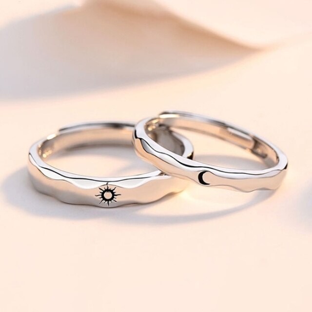 Zestaw pierścionków Sun Moon Lover dla par - modny i klasyczny, obietnica zaręczyn, biżuteria dla mężczyzn i damskie - idealne prezenty walentynkowe - Wianko - 13