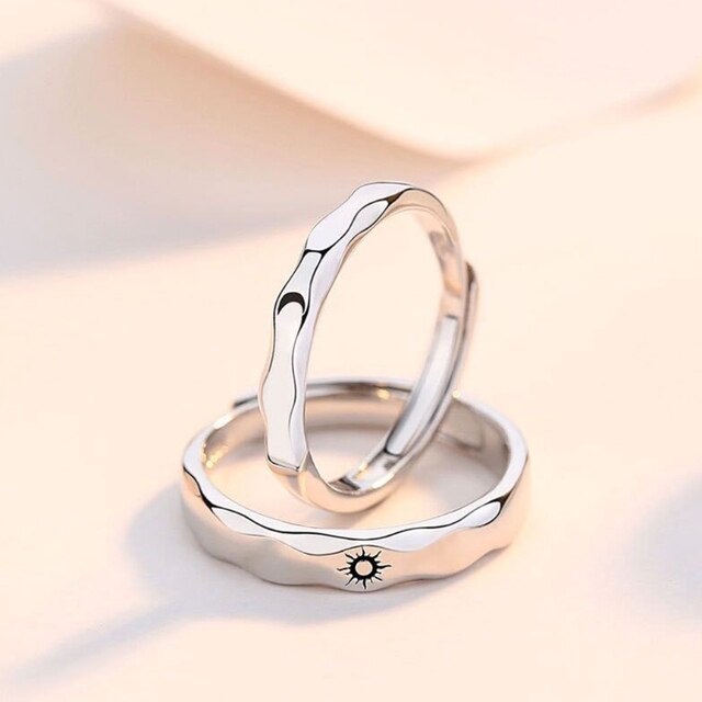 Zestaw pierścionków Sun Moon Lover dla par - modny i klasyczny, obietnica zaręczyn, biżuteria dla mężczyzn i damskie - idealne prezenty walentynkowe - Wianko - 12