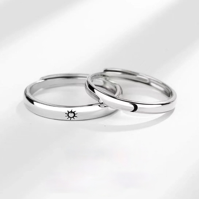 Zestaw pierścionków Sun Moon Lover dla par - modny i klasyczny, obietnica zaręczyn, biżuteria dla mężczyzn i damskie - idealne prezenty walentynkowe - Wianko - 15