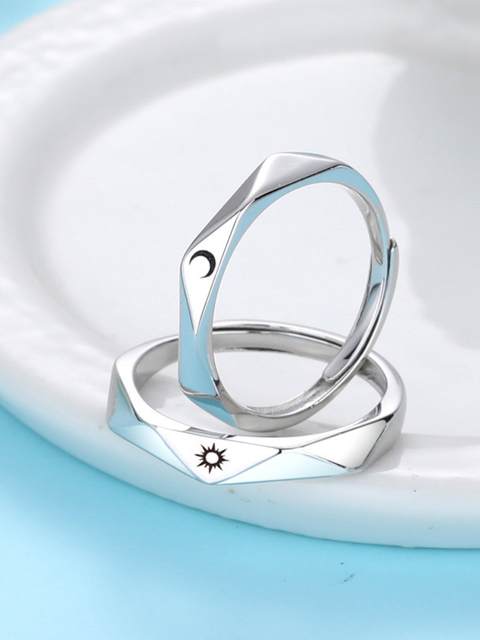 Zestaw pierścionków Sun Moon Lover dla par - modny i klasyczny, obietnica zaręczyn, biżuteria dla mężczyzn i damskie - idealne prezenty walentynkowe - Wianko - 10