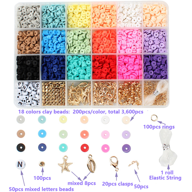 24 kolory 6mm płaskie okrągłe koraliki z gliny polimerowej, dyski koralików dystansowych, zestaw do tworzenia biżuterii DIY - Wianko - 9