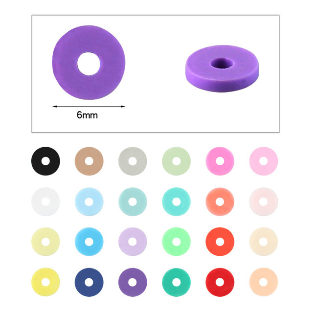 24 kolory 6mm płaskie okrągłe koraliki z gliny polimerowej, dyski koralików dystansowych, zestaw do tworzenia biżuterii DIY - Wianko - 6