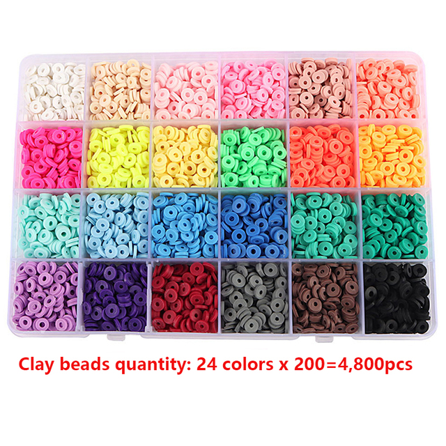 24 kolory 6mm płaskie okrągłe koraliki z gliny polimerowej, dyski koralików dystansowych, zestaw do tworzenia biżuterii DIY - Wianko - 8