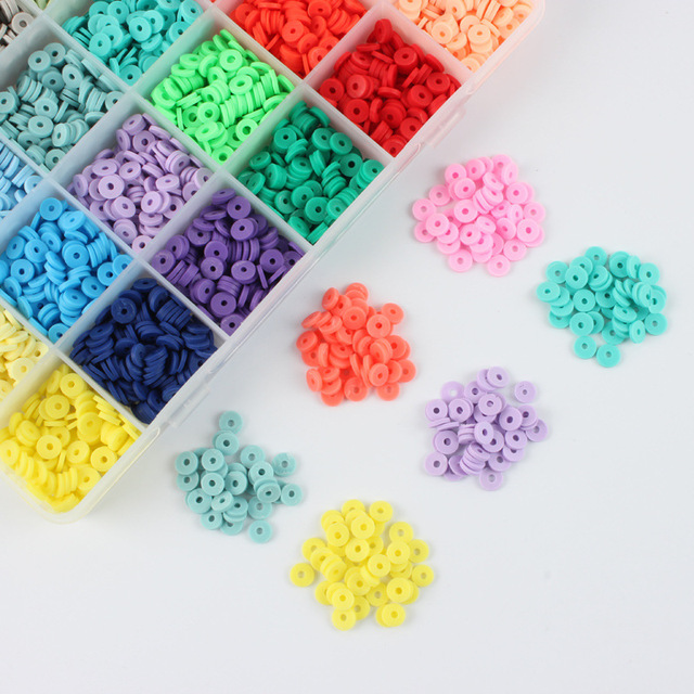 24 kolory 6mm płaskie okrągłe koraliki z gliny polimerowej, dyski koralików dystansowych, zestaw do tworzenia biżuterii DIY - Wianko - 5