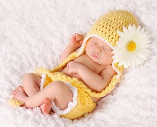 Szydełkowa czapka dla niemowlaka z kwiatowym wzorem, żółty kolor MH023 - Wianko - 14