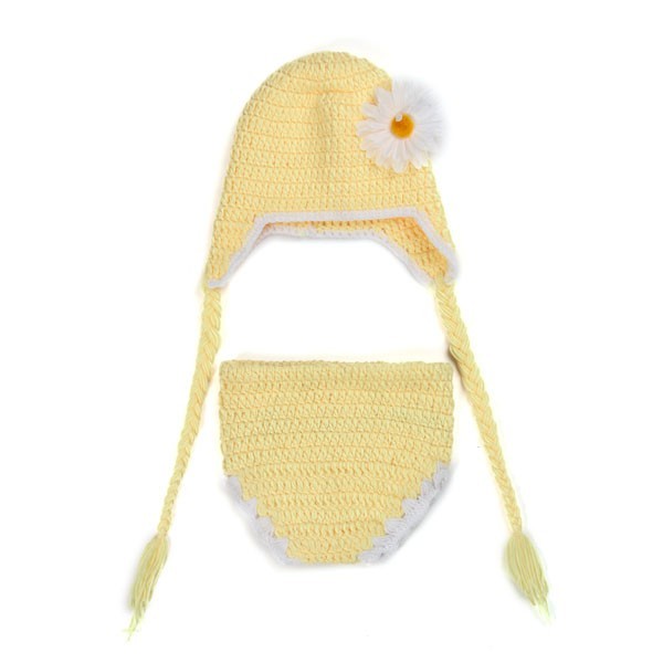 Szydełkowa czapka dla niemowlaka z kwiatowym wzorem, żółty kolor MH023 - Wianko - 15
