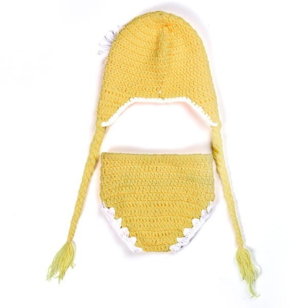 Szydełkowa czapka dla niemowlaka z kwiatowym wzorem, żółty kolor MH023 - Wianko - 16