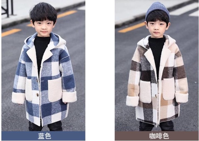 Jesienny płaszcz wełniany dla dzieci 4-13 lat, casualowy top z długim rękawem w kratkę - Wianko - 16
