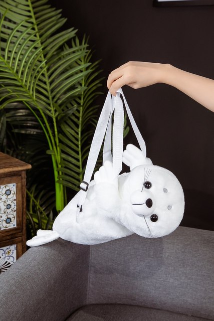 Pluszowy plecak z białą foką - 50cm, idealny prezent dla dzieci - Wianko - 11