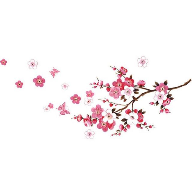 Dekoracje ścienne zdejmowana tapeta PVC z motywem różowych kwiatów i motyli - naklejki do sypialni, przedpokoju, salonu i przedszkola - Wianko - 3