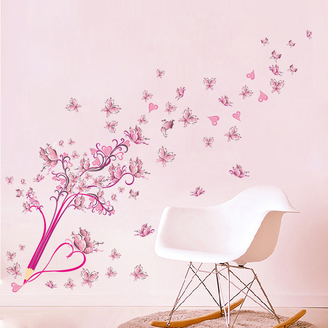 Kreatywny ołówek - naklejki ścienne, motyle, kwiaty, PVC, dekoracja domu, sztuka na ścianę, zdejmowane, prezent - Wianko - 3