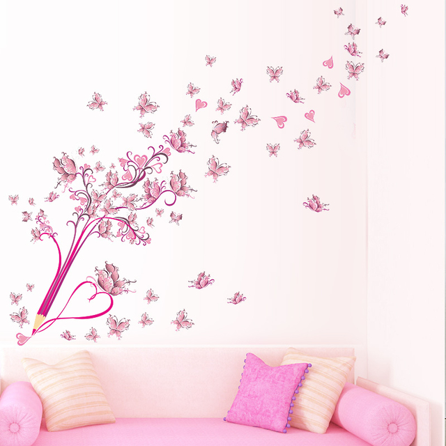 Kreatywny ołówek - naklejki ścienne, motyle, kwiaty, PVC, dekoracja domu, sztuka na ścianę, zdejmowane, prezent - Wianko - 2