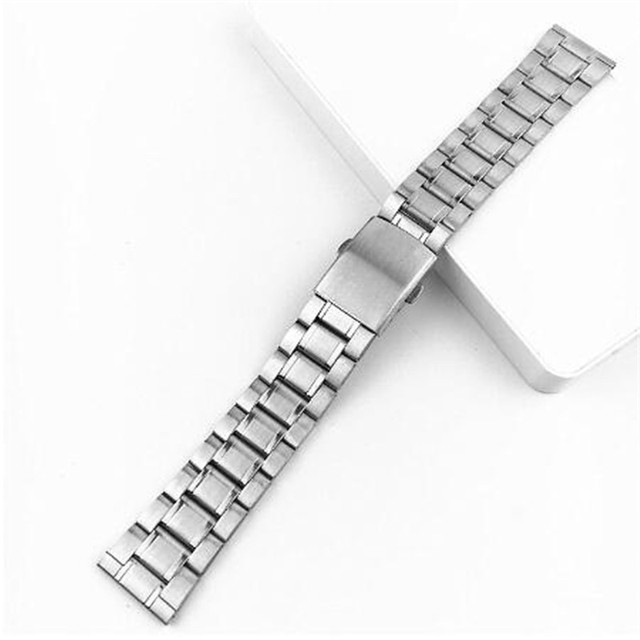 Zegarek ze stali nierdzewnej z paskiem Metal Watchband o szerokości 12/14/16/18/20/22mm, srebrny zespół z składanym zapięciem - męski i damski - Wianko - 1