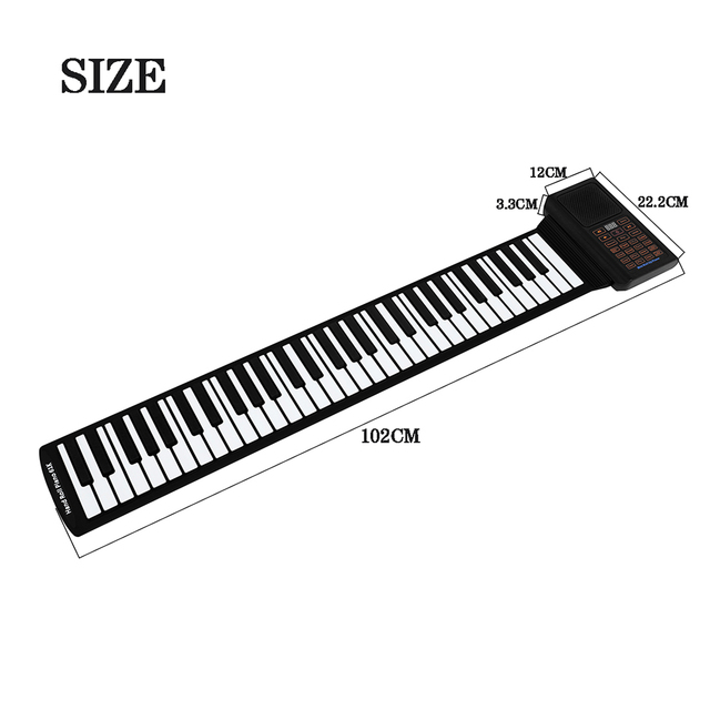 Przenośne składane pianino MBAT z 61 klawiszami, elastyczną i miękką składaną klawiaturą, narzędzie edukacyjne dla dzieci - Wianko - 18