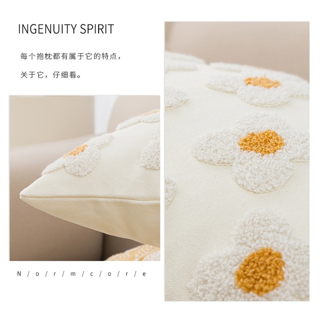 Poszewka na poduszkę z haftowanym motywem Daisy Flower w stylu koreańskim - Wianko - 5
