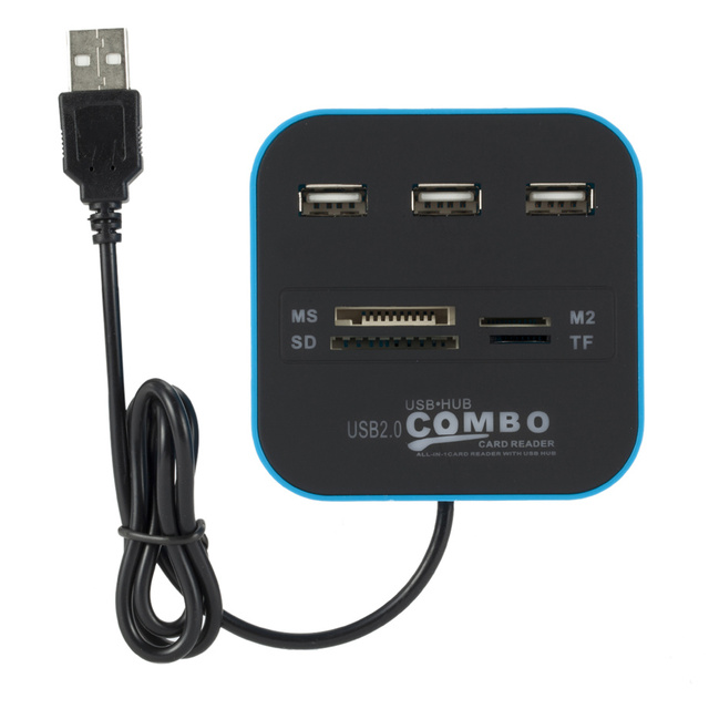 Hub USB 2.0 GRWIBEOU z 3 portami i czytnikiem kart TF Micro SD - Combo Multi w Jednym - Wianko - 4