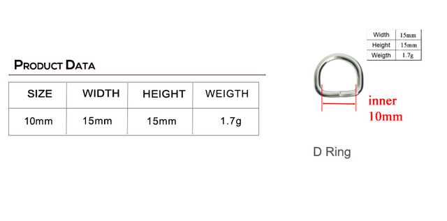 Klamra D kształtna metalowa 10mm, zapięcie DIY na taśmę - obroża, pasy, torby, plecak dla zwierząt domowych - część ze stopu cynku - DK10Y - Wianko - 3