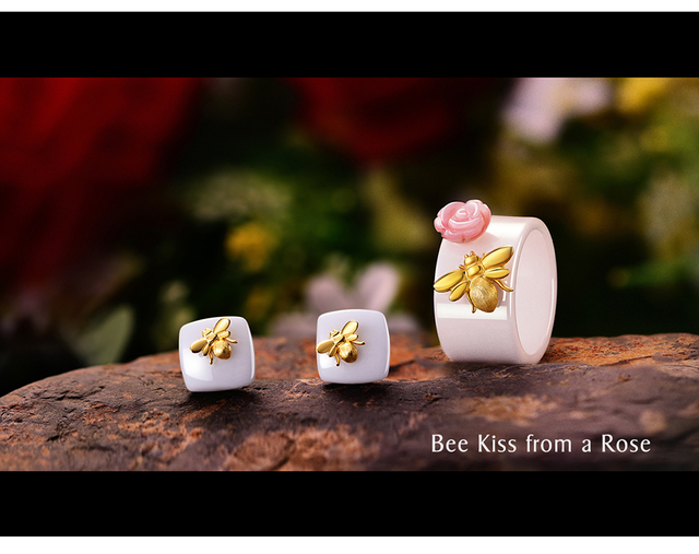 Pszczoła pocałunek z róży stadniny kolczyki damskie z naturalnego srebra 925 - Wianko - 15