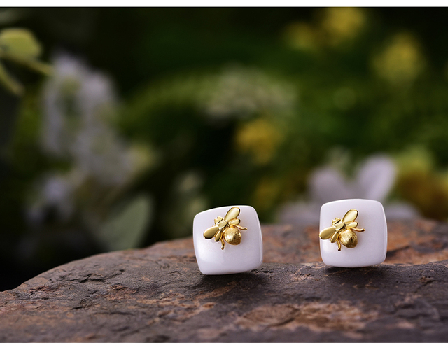 Pszczoła pocałunek z róży stadniny kolczyki damskie z naturalnego srebra 925 - Wianko - 5
