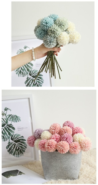 Bukiet 6 sztuk sztucznych różowych dmuchawców z zieloną rośliną - elegancki dekor do domu i ogrodu - Wianko - 9