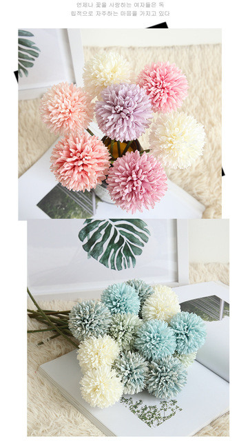Bukiet 6 sztuk sztucznych różowych dmuchawców z zieloną rośliną - elegancki dekor do domu i ogrodu - Wianko - 6