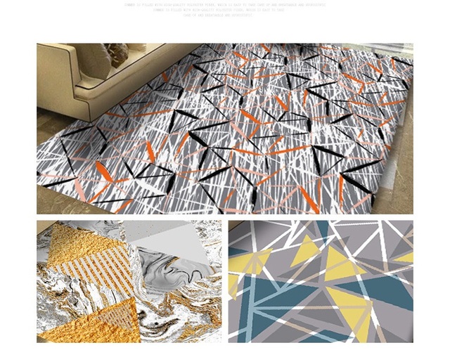 Dywan RULDGEE styl skandynawski zamszowy 3D z geometrycznym drukiem - do sypialni i salonu - Wianko - 11
