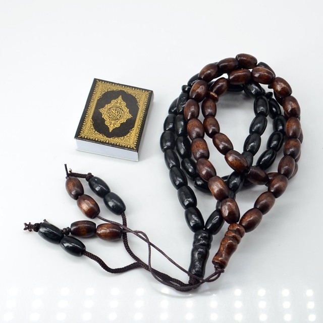 Drewniany islamski różaniec Tasbih Subhah Masbahah Allah Muhammad - 33 koraliki - Wianko - 1