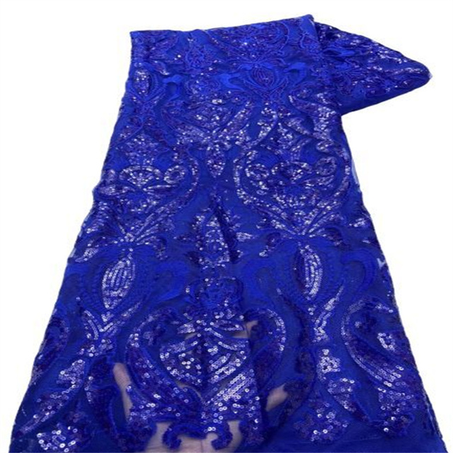 Cekinowo-haftowany ciemnozielony francuski netto afrykański materiał z koronkową siateczką i tiulem do szycia sukienki na ślub - 5 jardów, wysoka jakość (X98-6) - Wianko - 6