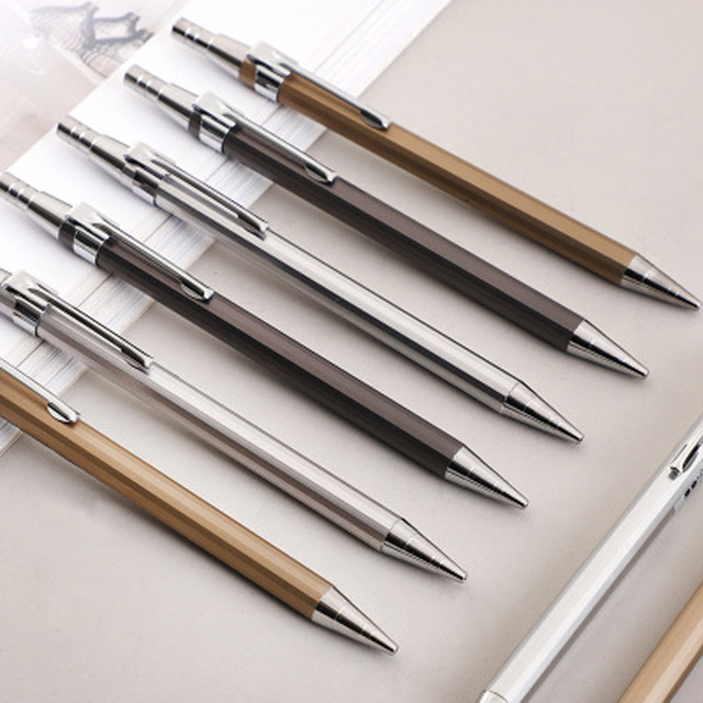 Metal ołówek mechaniczny 0.5mm/0.7mm - napełnianie ołówkiem - pisanie piśmienne - uczeń - biuro - szkolne - Wianko - 1