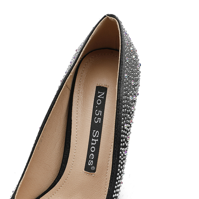 Luksusowe damskie buty na słupku z diamentowymi krawędziami i kryształkami srebrne - Wianko - 2