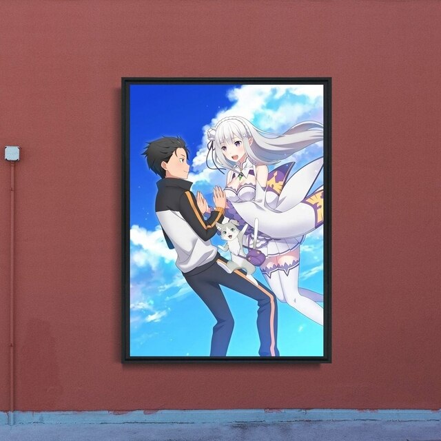 Plakat Anime Druk na Płótnie - Re:Zero - Życie w Innym Świecie - Dekoracja Wnętrz - Wianko - 1