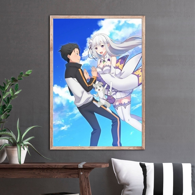 Plakat Anime Druk na Płótnie - Re:Zero - Życie w Innym Świecie - Dekoracja Wnętrz - Wianko - 3