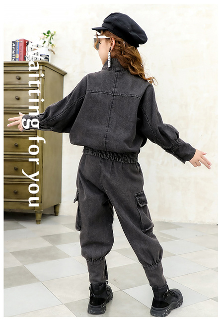Dziecięce kurtki i dżinsy dla dziewczynek – stylowe zestawy ubrań casual - Wianko - 6