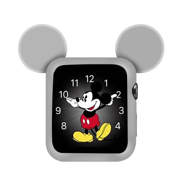 Pasek z miękkiego, usztywnionego futerałem na zegarek Apple Watch 6/SE/5/4/3/2/1 z ramką bumpera w stylu kreskówki Mickey i stereo uszami - Wianko - 2