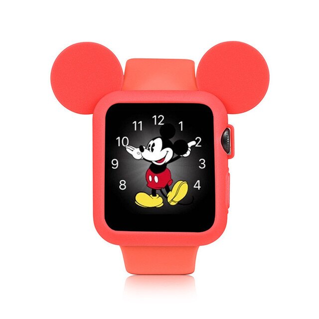 Pasek z miękkiego, usztywnionego futerałem na zegarek Apple Watch 6/SE/5/4/3/2/1 z ramką bumpera w stylu kreskówki Mickey i stereo uszami - Wianko - 12