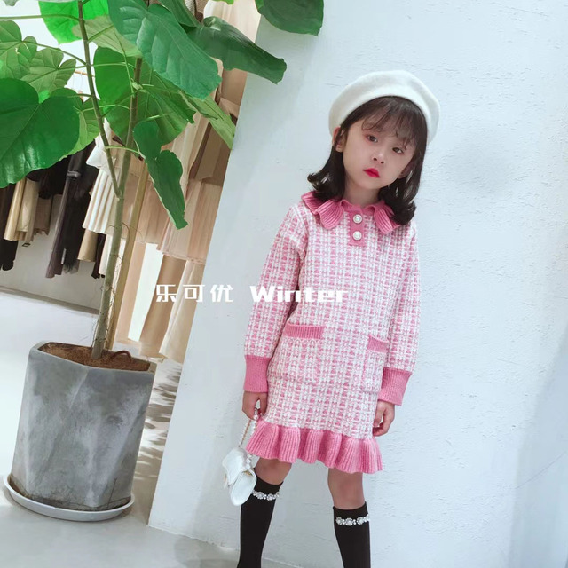 Sukienka dla dziewczynki w kratkę w koreańskim stylu, z dzianiny, jesienne ubranie dziecięce 3-9 lat - Wianko - 2