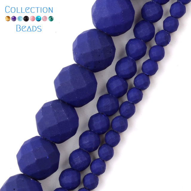 Koralik naturalny z hematytu, niebieska guma, ciemny kamień, okrągły, element dystansowy do tworzenia biżuterii DIY - Wianko - 1
