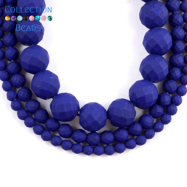 Koralik naturalny z hematytu, niebieska guma, ciemny kamień, okrągły, element dystansowy do tworzenia biżuterii DIY - Wianko - 3