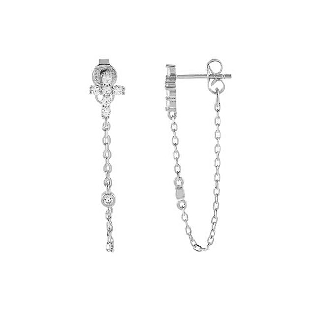 Kolczyki w stylu eleganckim, srebrne złote z cyrkoniami, długi spadek, popularny krzyż, dla kobiet - piękna biżuteria - Wianko - 4