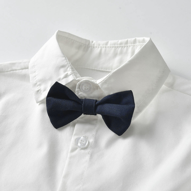 Garnitur z białą koszulą, kamizelką i spodniami dla chłopca, zestaw 3-elementowy w stylu męskim - Wianko - 8