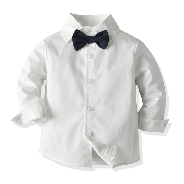 Garnitur z białą koszulą, kamizelką i spodniami dla chłopca, zestaw 3-elementowy w stylu męskim - Wianko - 7