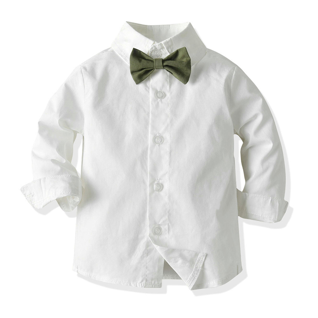 Garnitur z białą koszulą, kamizelką i spodniami dla chłopca, zestaw 3-elementowy w stylu męskim - Wianko - 17