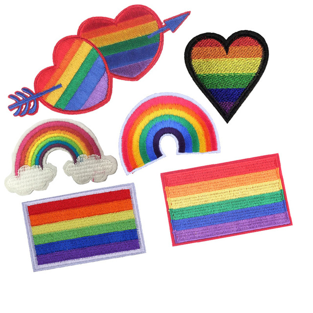 LGBT Flag naszywki z haftem - kolorowe tęczowe serce, akcesoria do dekoracji odzieży - Wianko - 1