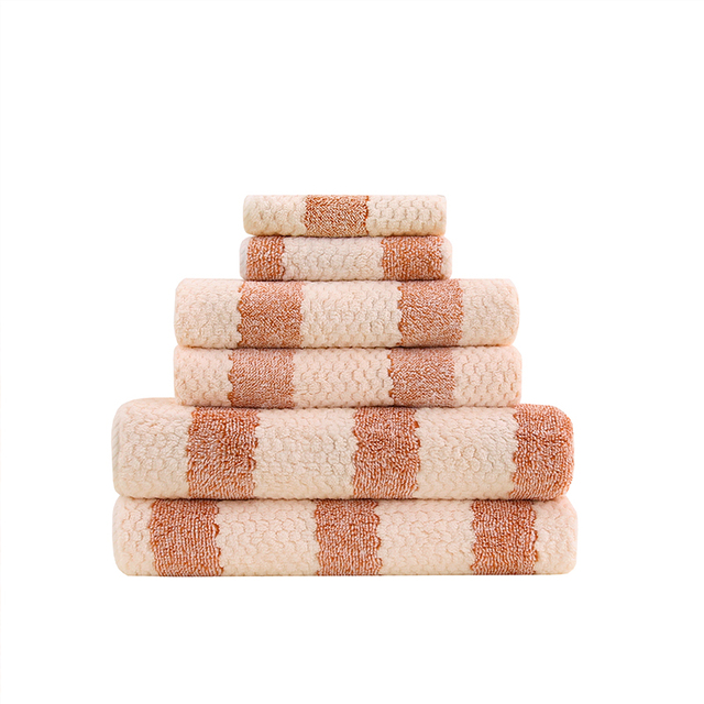 Zestaw ręczników łazienkowych Snowman 6 sztuk, miękkie ręczniki kąpielowe z 100% bawełny, chłonne i przyjazne dla skóry, w pasującym do łazienki paskowym wzorze - Wianko - 28