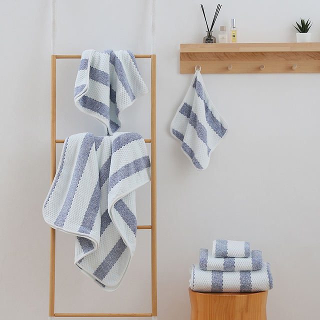 Zestaw ręczników łazienkowych Snowman 6 sztuk, miękkie ręczniki kąpielowe z 100% bawełny, chłonne i przyjazne dla skóry, w pasującym do łazienki paskowym wzorze - Wianko - 17