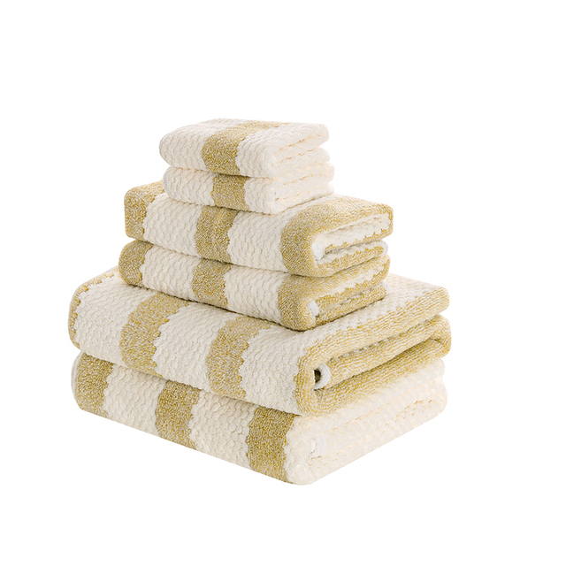 Zestaw ręczników łazienkowych Snowman 6 sztuk, miękkie ręczniki kąpielowe z 100% bawełny, chłonne i przyjazne dla skóry, w pasującym do łazienki paskowym wzorze - Wianko - 31