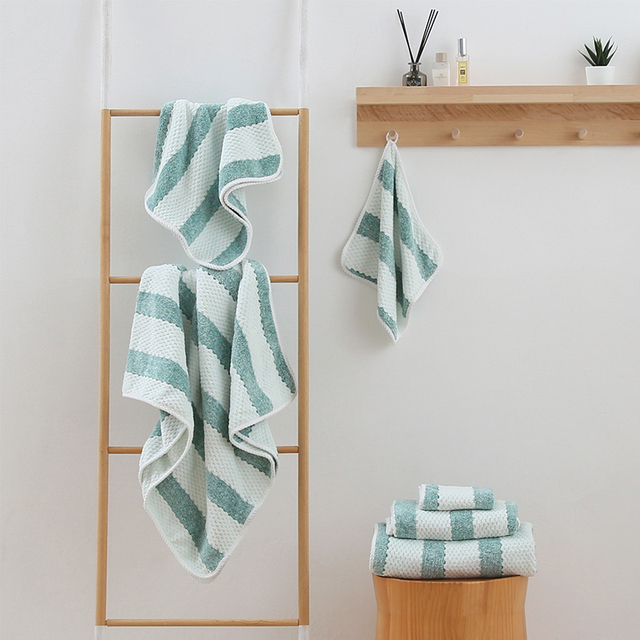 Zestaw ręczników łazienkowych Snowman 6 sztuk, miękkie ręczniki kąpielowe z 100% bawełny, chłonne i przyjazne dla skóry, w pasującym do łazienki paskowym wzorze - Wianko - 23