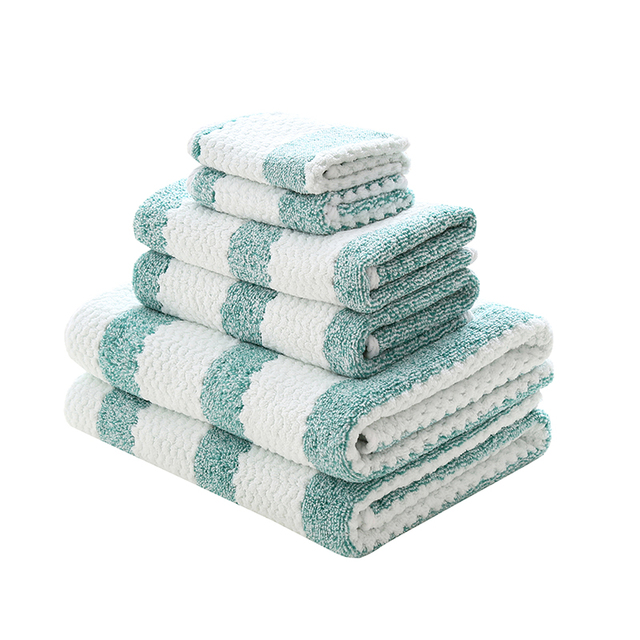 Zestaw ręczników łazienkowych Snowman 6 sztuk, miękkie ręczniki kąpielowe z 100% bawełny, chłonne i przyjazne dla skóry, w pasującym do łazienki paskowym wzorze - Wianko - 35
